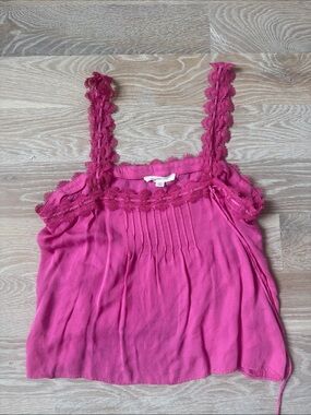 Shabby Chic Hot Pink Lace-Trim Camisole